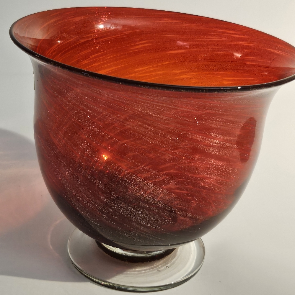 Cranberry Candle Holder, Console Vase